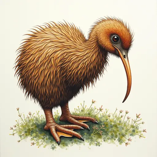 A pointillism style painting of a Kiwi