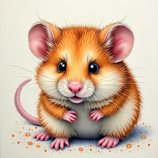 A pointillism style painting of a Hamster