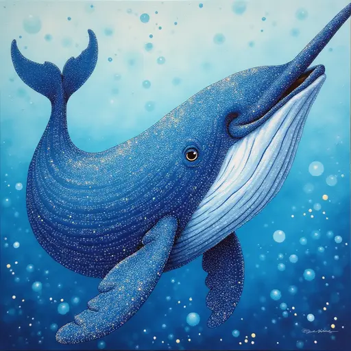 A pointillism style painting of a Narwhal