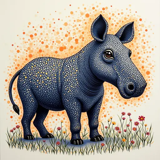 A pointillism style painting of a Tapir