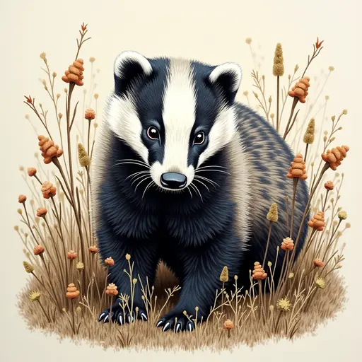 A pointillism style painting of a Badger