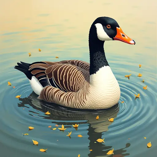 A pointillism style painting of a Goose