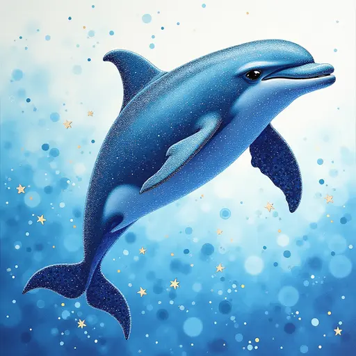 A pointillism style painting of a Dolphin