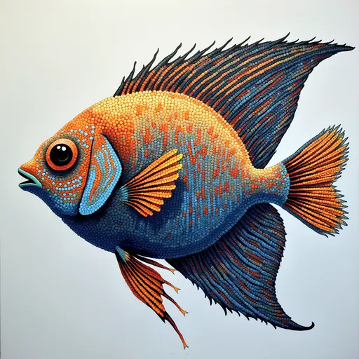 A pointillism style painting of a Angelfish