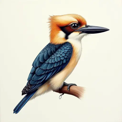 A pointillism style painting of a Kookaburra