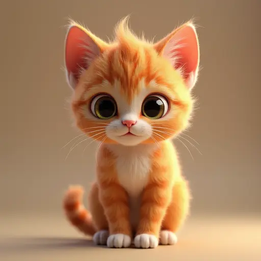 Cute looking colorful Abyssinian Cat with big cute eyes - 3d 8k hyper real octane render blender