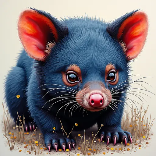 A pointillism style painting of a Tasmanian Devil