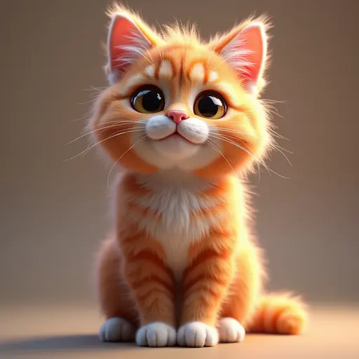 Cute looking colorful Maine Coon with big cute eyes - 3d 8k hyper real octane render blender