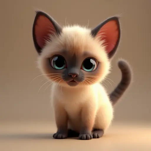 Cute looking colorful Siamese Cat with big cute eyes - 3d 8k hyper real octane render blender