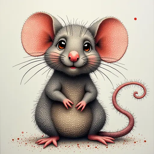 A pointillism style painting of a Mouse