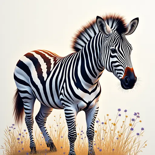 A pointillism style painting of a Zebra