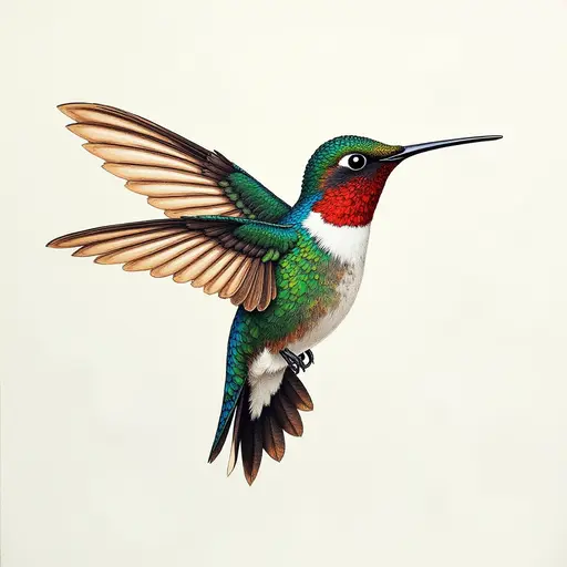 A pointillism style painting of a Hummingbird