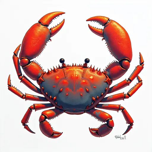 A pointillism style painting of a Crab