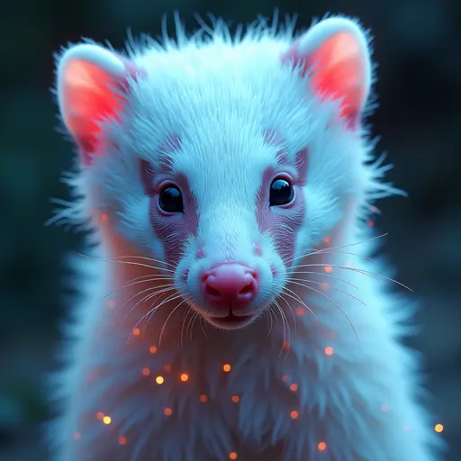 a hyper realistic image in 4K of albino Badger that looks wears a second skin made of liquid metal shiney glass on her face that shines in neon transparent like glue, similar to an instagram filter