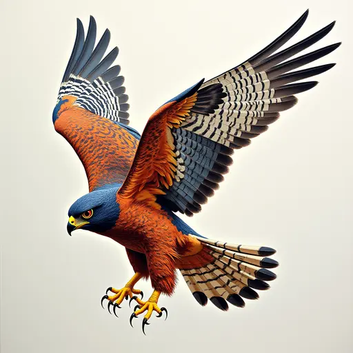 A pointillism style painting of a Falcon