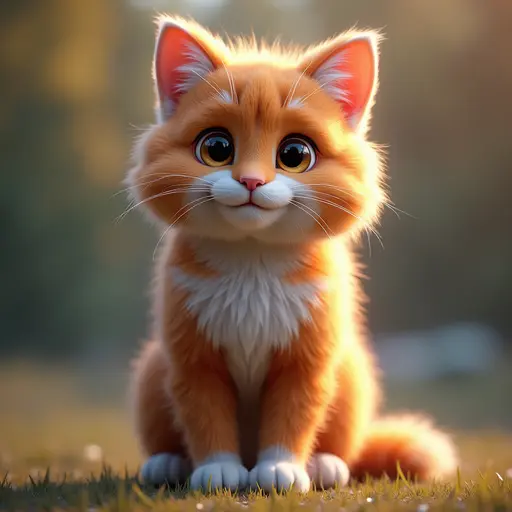 Cute looking colorful Norwegian Forest Cat with big cute eyes - 3d 8k hyper real octane render blender