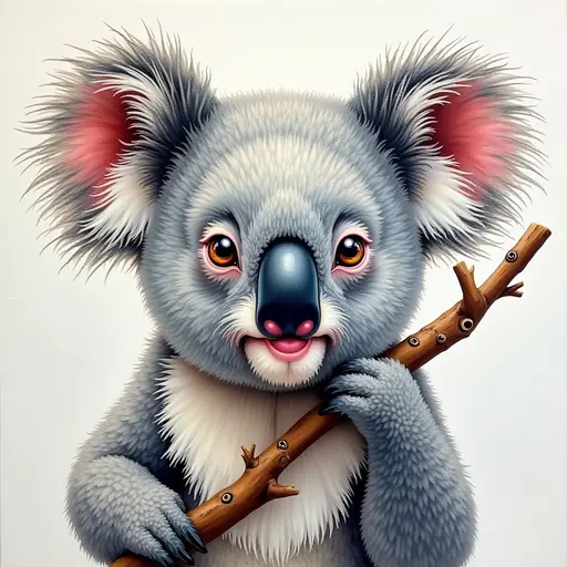 A pointillism style painting of a Koala