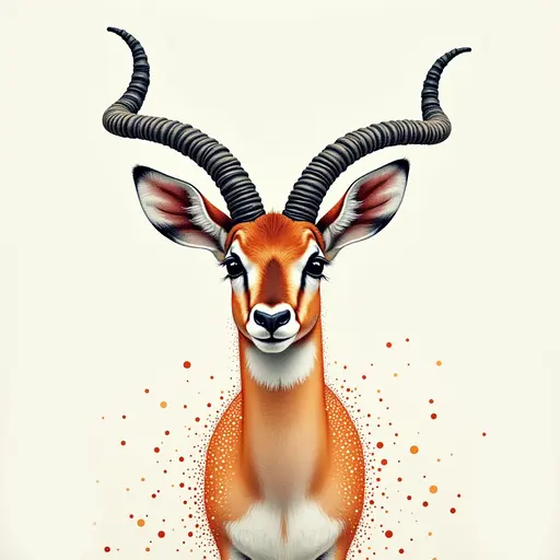 A pointillism style painting of a Antelope