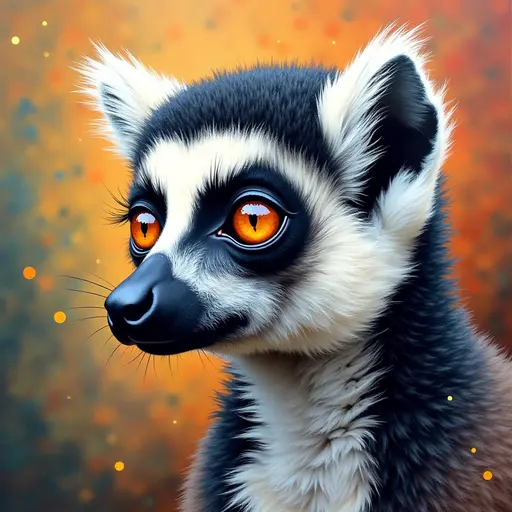 A pointillism style painting of a Lemur