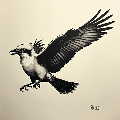 Minimalist ink, survival horror, prowling Kookaburra