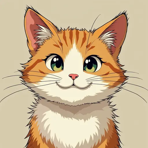 cat,face detailed, in a style similar to Hayao Miyazaki