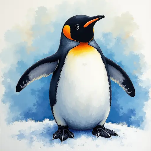 A pointillism style painting of a Penguin