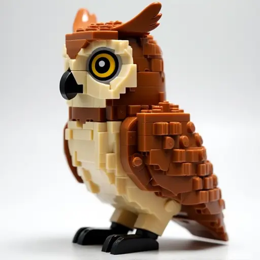 LEGO style of a owl from the side view