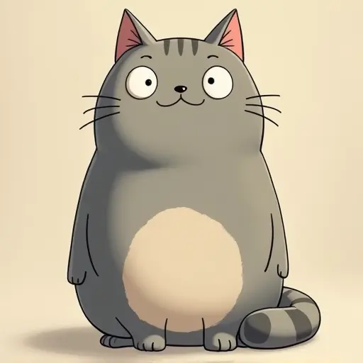 studio ghibli style of a british shorthair from the front view