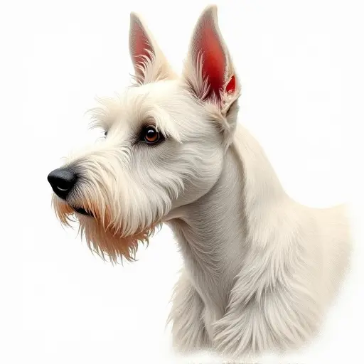 colored pencil drawing style of a west highland white terrier from the side view