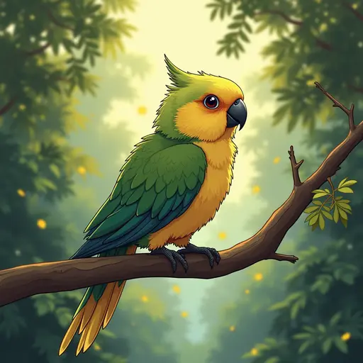 studio ghibli style of a conure