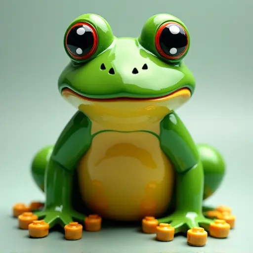 LEGO style of a frog from the front view