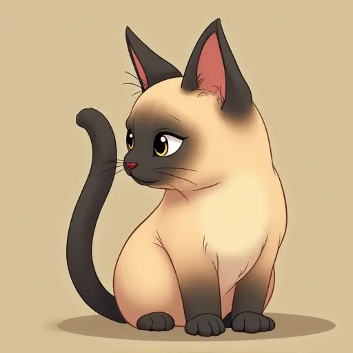 studio ghibli style of a siamese cat from the side view