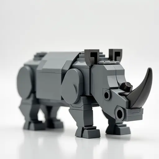 LEGO style of a rhinoceros from the side view