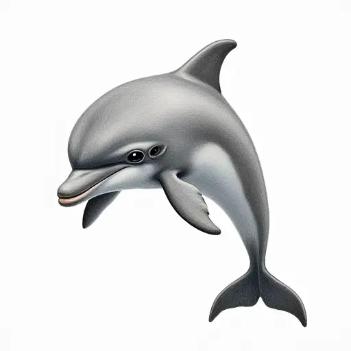 colored pencil drawing style of a baby dolphin from the front view