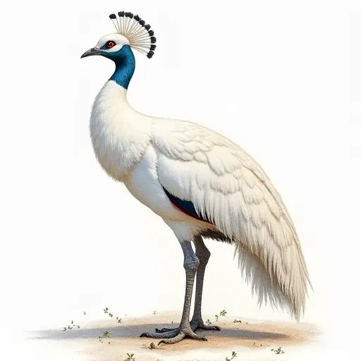 colored pencil drawing style of White Peafowl