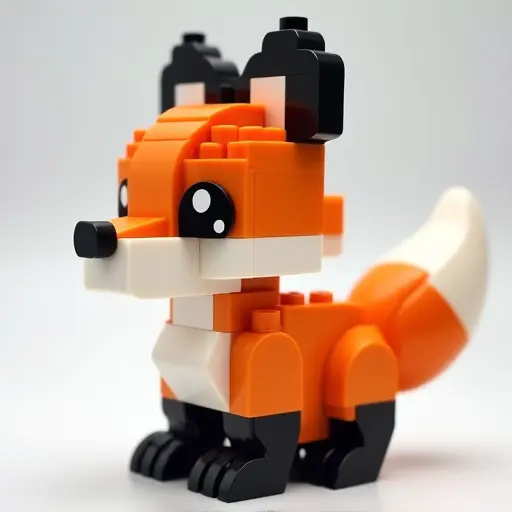 LEGO style of a baby fox from the side view