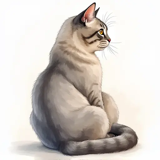 Watercolor style of a british shorthair from the side view