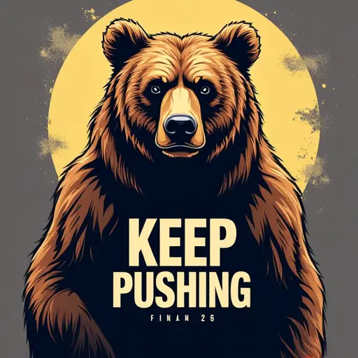 bear, T-shirt, slogan Keep Pushing, motivational style