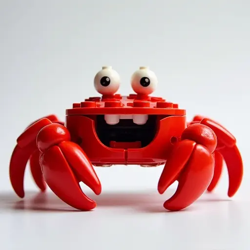 LEGO style of a crab from the front view