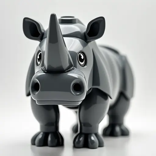 LEGO style of a rhinoceros from the front view