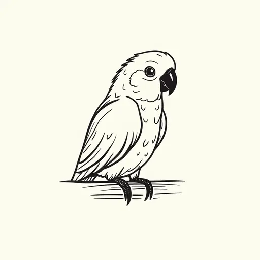 clean hand-drawn outlines of a conure