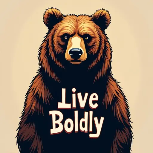 bear, T-shirt, slogan Live Boldly, brave style