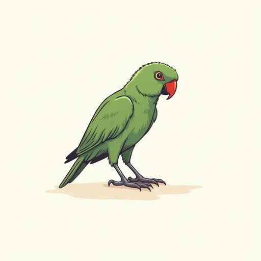 clean hand-drawn outlines of a eclectus parrot