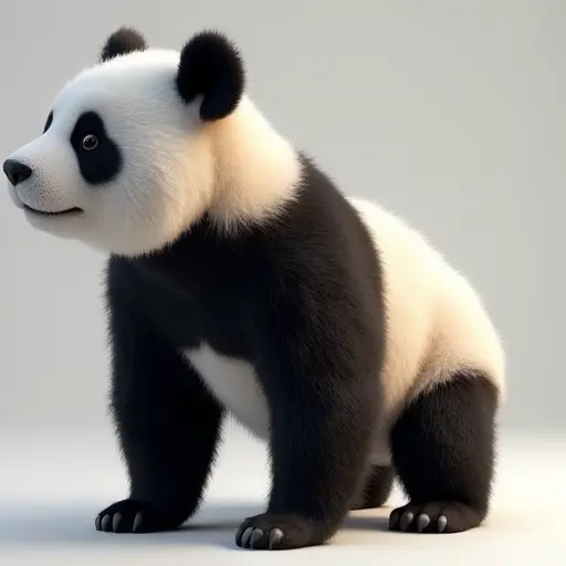 8k hyper real octane render blender of a baby panda from the side view