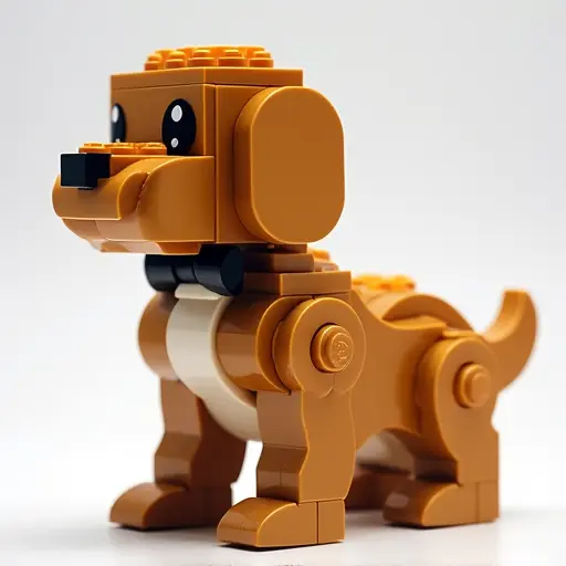 LEGO style of a dog from the side view