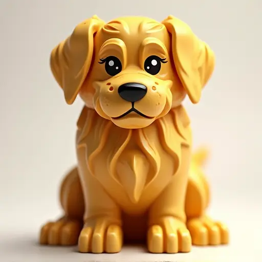 LEGO style of a golden retriever from the front view