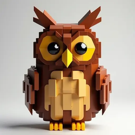 LEGO style of a owl from the front view