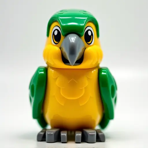 LEGO style of a quaker parrot from the front view