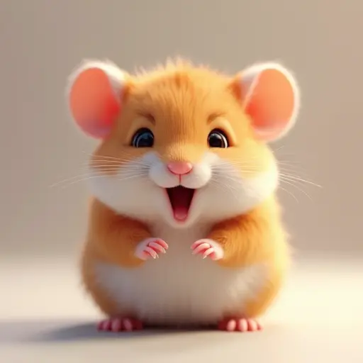 8k hyper real octane render blender of a baby hamster from the front view