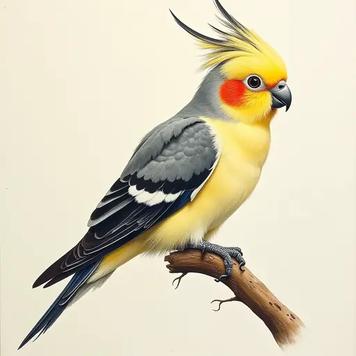 pointillism painting of a cockatiel